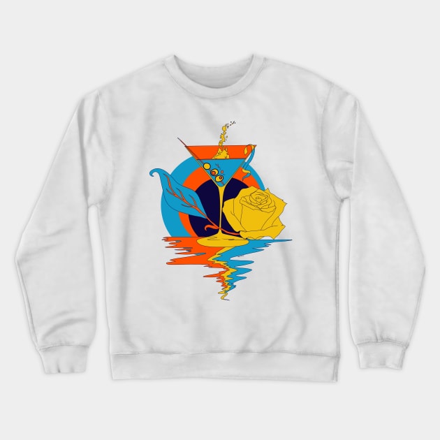 Orange Blue Martini and Rose Crewneck Sweatshirt by kenallouis